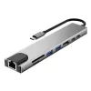 TECH-PROTECT HB09 Adaptador hub 8 em 1 USB-C para USB-A 3.0, USB-C 3.0, HDMI 4K 60Hz, SD/TF, PD 100W, RJ45 Gigabit Ethernet, cinzento espacial