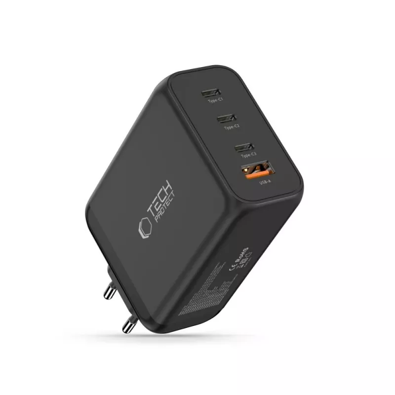 TECH-PROTECT NC240W-GAN Carregador de rede de 4 portas PD 240W / QC3.0 preto