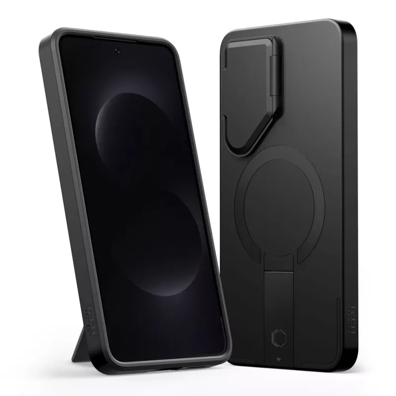 Capa TECH-PROTECT Kevlar Aura MagSafe para Samsung Galaxy S26, preto/laranja