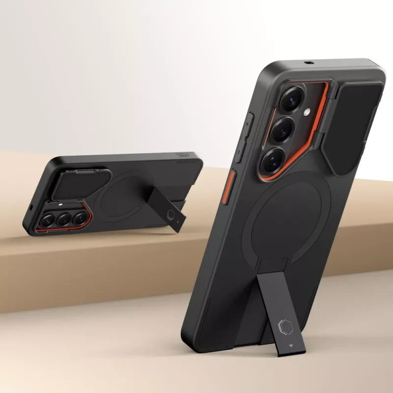 Capa TECH-PROTECT Kevlar Aura MagSafe para Samsung Galaxy S26, preto/laranja
