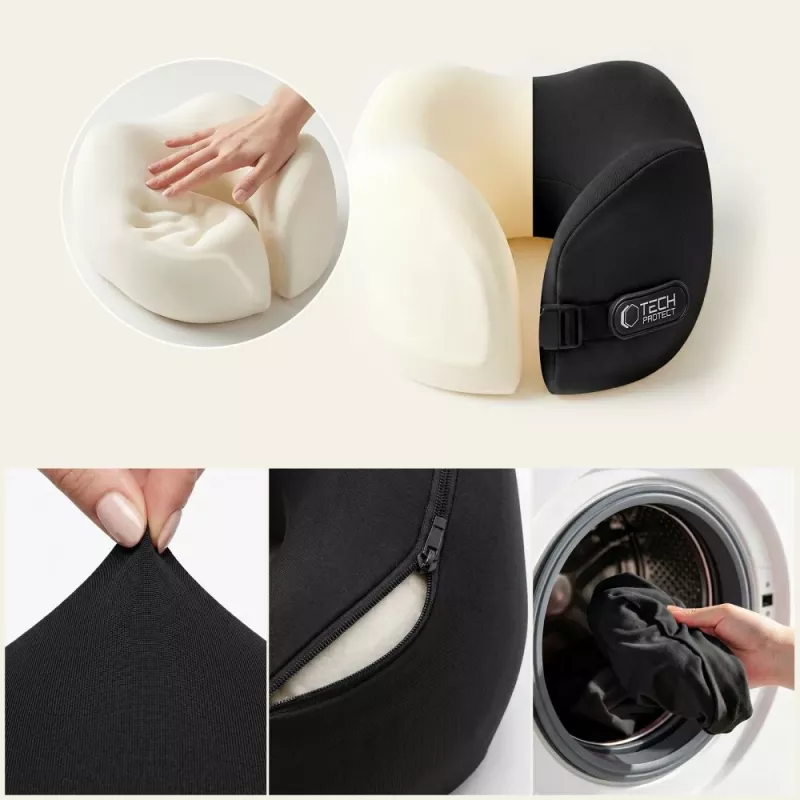 TECH-PROTECT COMFORTREST almofada de viagem para o pescoço preta