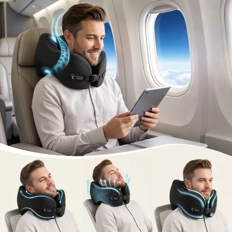 TECH-PROTECT COMFORTREST almofada de viagem para o pescoço preta