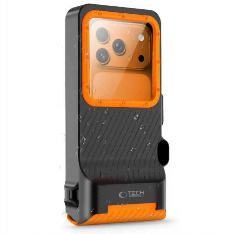 TECH-PROTECT IPX8 PRO capa universal à prova de água para mergulho preto/laranja