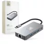 TECH-PROTECT HB05 adaptador Hub USB-C 9 em 1 com USB 2.0, USB 3.0, HDMI 4K 60Hz, SD/TF, PD 100W, RJ45 Gigabit Ethernet, cinzento sideral