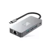 TECH-PROTECT HB05 adaptador Hub USB-C 9 em 1 com USB 2.0, USB 3.0, HDMI 4K 60Hz, SD/TF, PD 100W, RJ45 Gigabit Ethernet, cinzento sideral