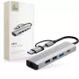 TECH-PROTECT HB03 adaptador Hub 5em1 Type-C + USB 2.0 + USB 3.0 + RJ45 cinzento sideral
