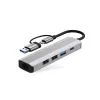 TECH-PROTECT HB03 adaptador Hub 5em1 Type-C + USB 2.0 + USB 3.0 + RJ45 cinzento sideral