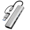 TECH-PROTECT HB03 adaptador Hub 5em1 Type-C + USB 2.0 + USB 3.0 + RJ45 cinzento sideral