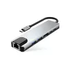 TECH-PROTECT HB02 adaptador HUB 6 em 1 USB-C + USB 2.0 + USB 3.0 + HDMI 4K 30Hz + RJ45 + PD 100W cinzento sideral