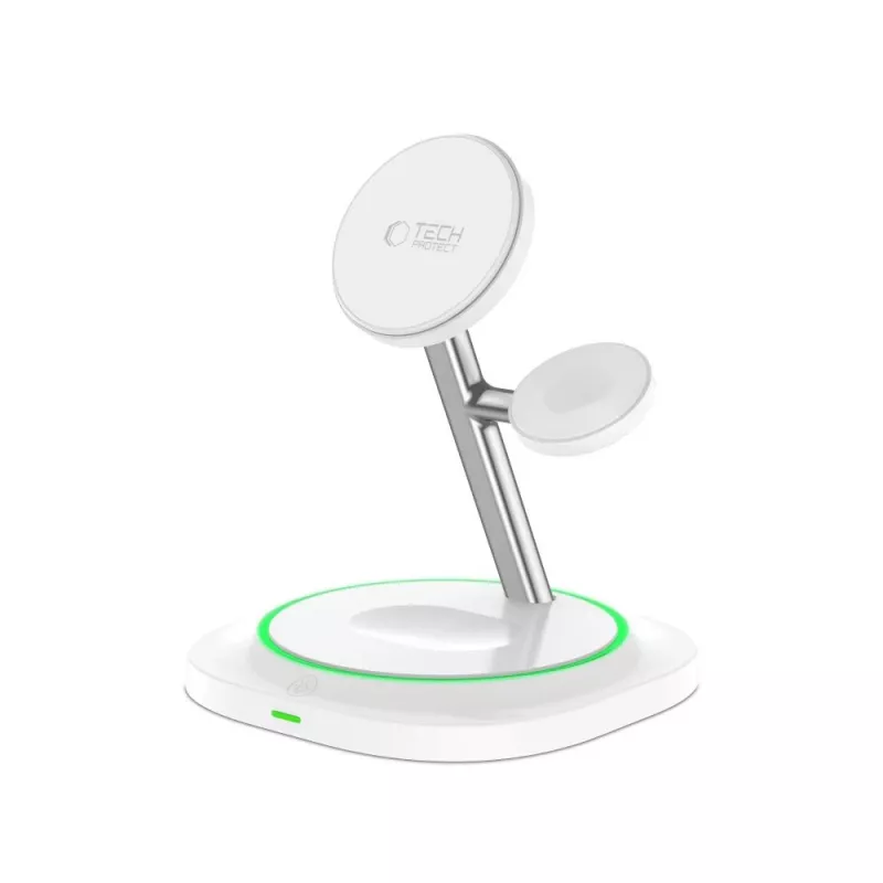 Tech-Protect QI15W-A46 estação de carregamento sem fios MagSafe 3IN1 branca