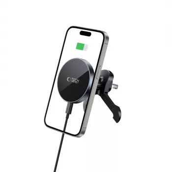 TECH-PROTECT MM15W-V5 suporte de carro magnético MagSafe estável para saída de ar com carregador sem fios 15W preto/preto