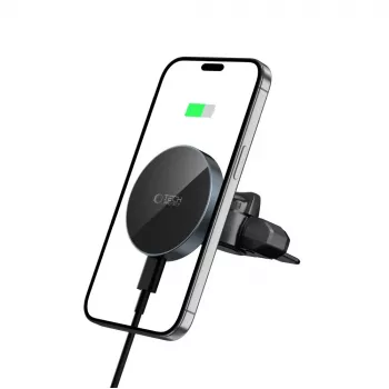 TECH-PROTECT MM15W-V5 suporte magnético MagSafe para CD e saída de ar do carro, carregador sem fios 15W preto