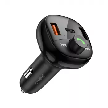 TECH-PROTECT CC06 Carregador de Automóvel 3 Portas PD 72W + Transmissor FM Bluetooth Preto