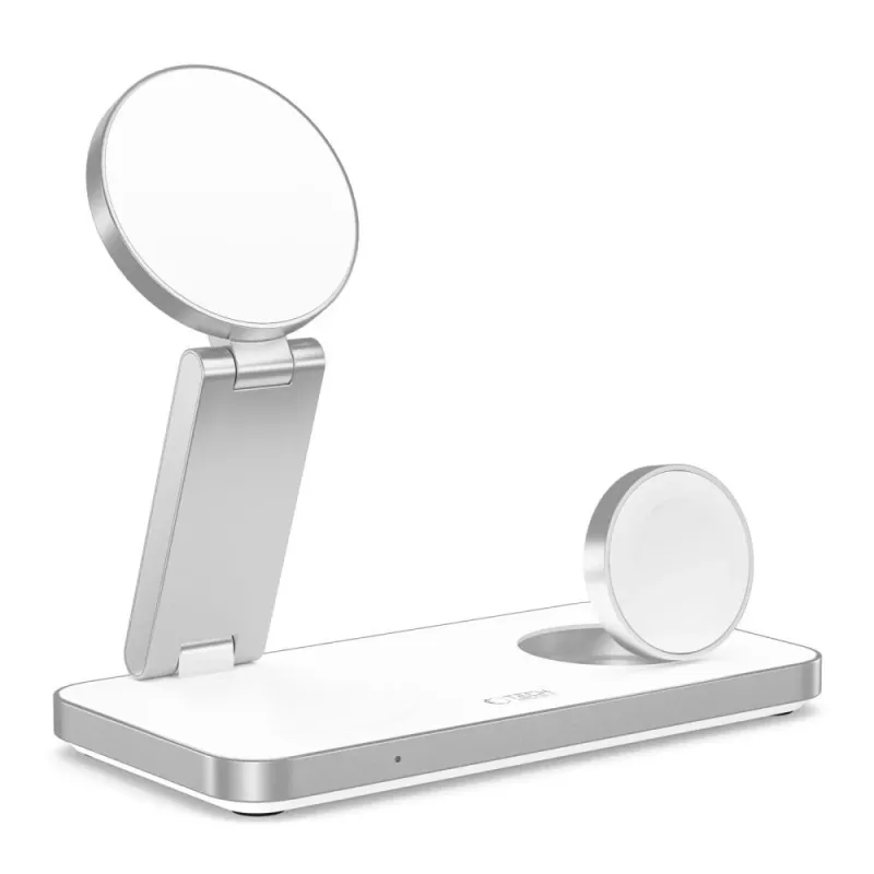 TECH-PROTECT QI15W-A47 Carregador Sem Fios Magnético MagSafe 3 em 1 Branco