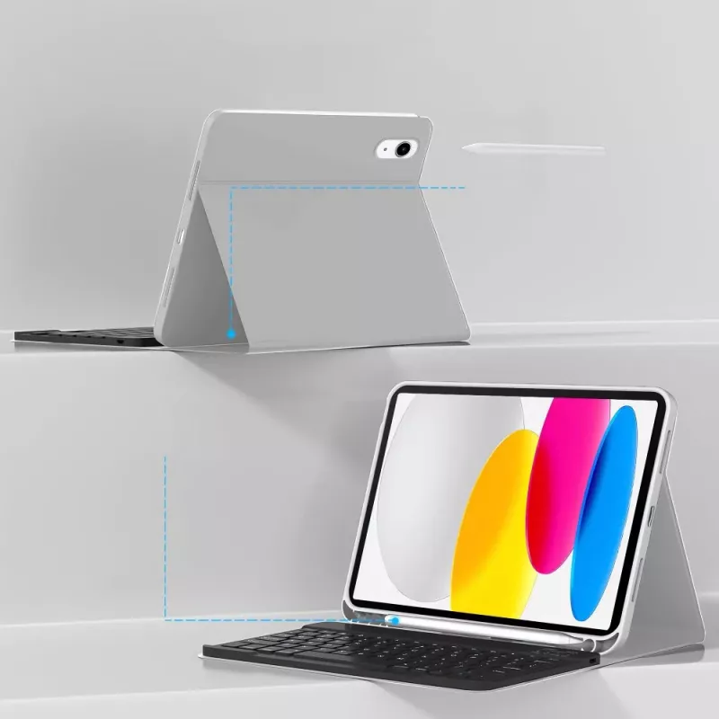 Tech-Protect SC Pen + Capa com Teclado para iPad 10,9 Polegadas (10.ª Geração, 2022) / iPad Air 11 Polegadas (M2, 2024) / iPad Pro 11 Polegadas (M4, 2024) - Cinzento
