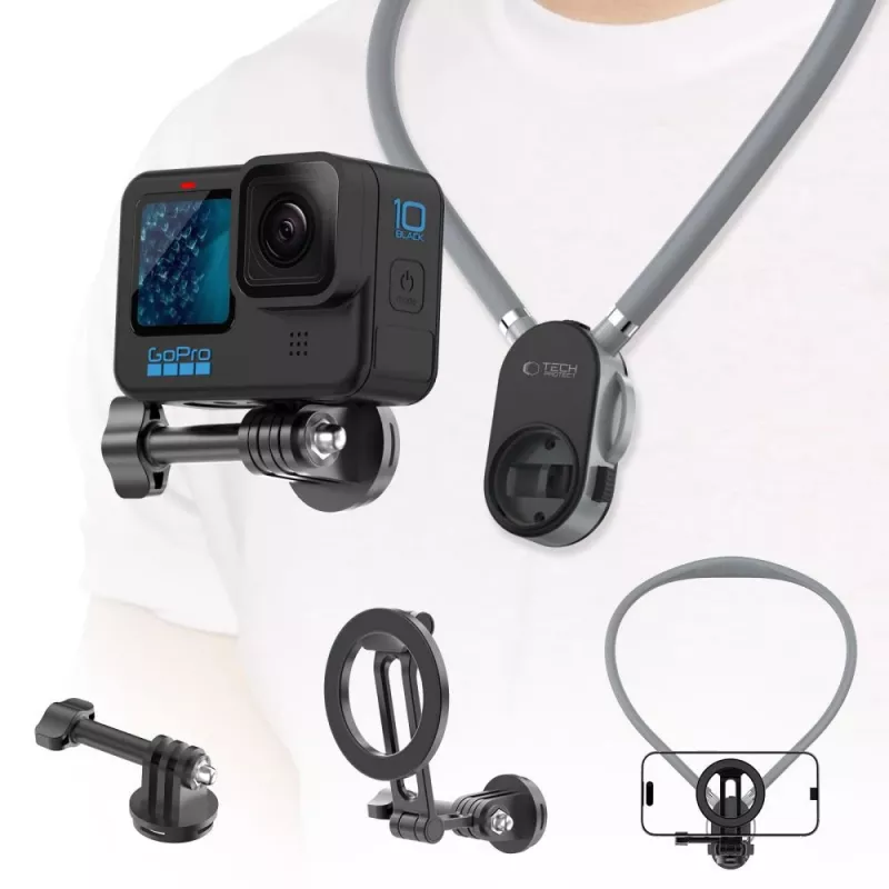 TECH-PROTECT AC200 Suporte de Pescoço Magnético MagSafe & GoPro & DJI Cinzento Lápis