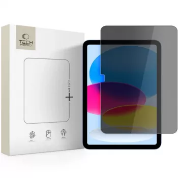Tech-Protect Glass Spy+ Película de Proteção de Ecrã de Privacidade para Apple iPad 10,9 Polegadas (10.ª Geração 2022) / 11 Polegadas (2025) - Vidro Temperado, Privacidade 2 Vias, Dureza 9H, 0,3 mm, Revestimento Oleofóbico, Sem Bolhas, Transparente