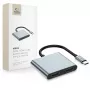TECH-PROTECT HB08 Hub Adaptador 4 em 1 USB-C + USB 2.0 + 2x HDMI 4K 60Hz Cinzento Espacial