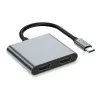 TECH-PROTECT HB08 Hub Adaptador 4 em 1 USB-C + USB 2.0 + 2x HDMI 4K 60Hz Cinzento Espacial