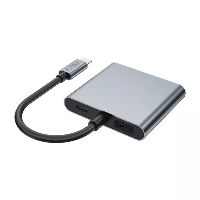 TECH-PROTECT HB08 Hub Adaptador 4 em 1 USB-C + USB 2.0 + 2x HDMI 4K 60Hz Cinzento Espacial
