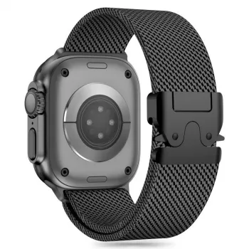 TECH-PROTECT MILANO Bracelete Milanese Loop de Malha de Aço Inoxidável Preto para Apple Watch 8 / 9 / 10 / 11 / SE / Ultra (44 / 45 / 46 / 49 mm)