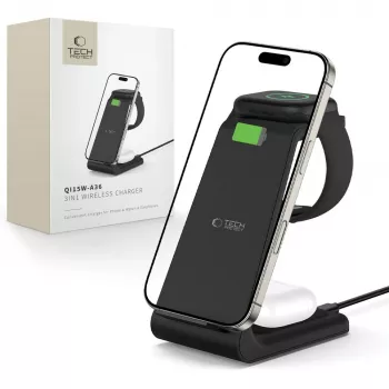 TECH-PROTECT QI15W-A36 Carregador Sem Fios 3-em-1 para Apple Preto