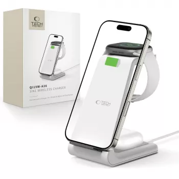 TECH-PROTECT QI15W-A36 Carregador Sem Fios 3-em-1 para Apple Branco