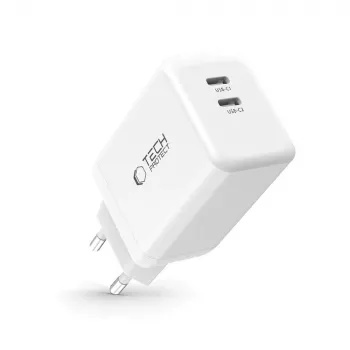 TECH-PROTECT NC45W-GAN Carregador de Rede 2 Portas PD 45W Branco