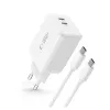 TECH-PROTECT NC45W-GAN Carregador de Rede 2 Portas PD 45W + Cabo USB-C Branco