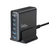 TECH-PROTECT DC140W-GAN Carregador de Secretária 5 Portas PD 140W / QC3.0 Preto