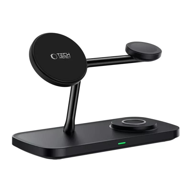 TECH-PROTECT QI15W-A45 Carregador Sem Fios Magnético MagSafe 3em1 Preto