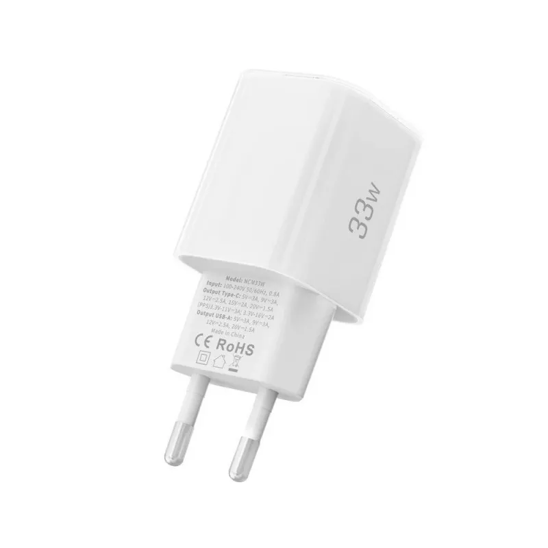 TECH-PROTECT NCM33 Carregador de Rede 2 Portas PD 33W / QC3.0 Branco