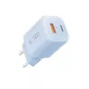 TECH-PROTECT NCM33 Carregador de Rede de 2 Portas PD 33W / QC3.0 Azul-claro