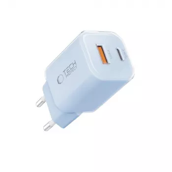 TECH-PROTECT NCM33 Carregador de Rede de 2 Portas PD 33W / QC3.0 Azul-claro
