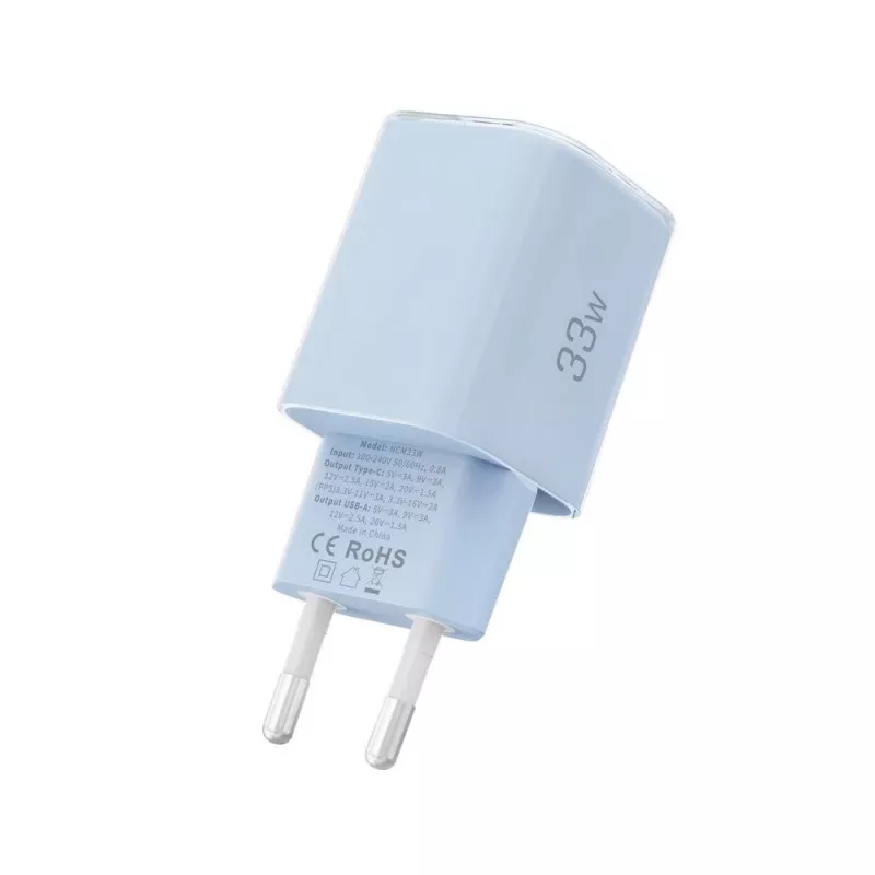TECH-PROTECT NCM33 Carregador de Rede de 2 Portas PD 33W / QC3.0 Azul-claro