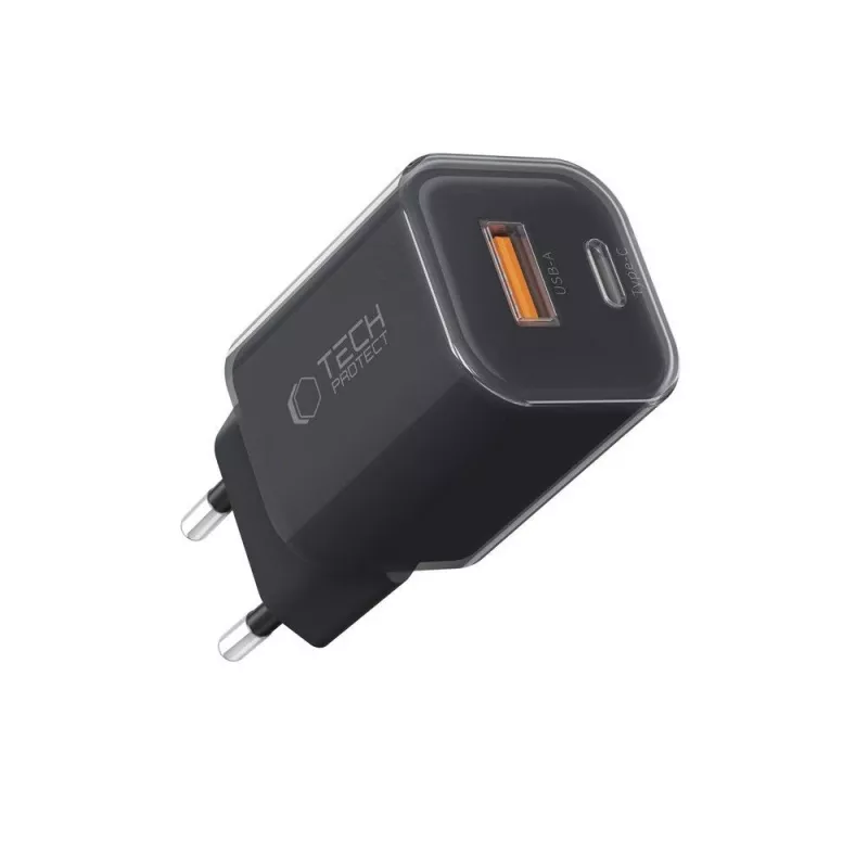 TECH-PROTECT NCM33 Carregador de Rede de 2 Portas PD 33W / QC3.0 Preto