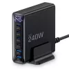TECH-PROTECT DC240W-GAN Carregador de Secretária de 6 Portas PD 240W / QC3.0 Preto