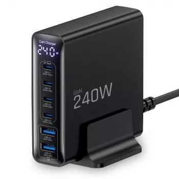 TECH-PROTECT DC240W-GAN Carregador de Secretária de 6 Portas PD 240W / QC3.0 Preto