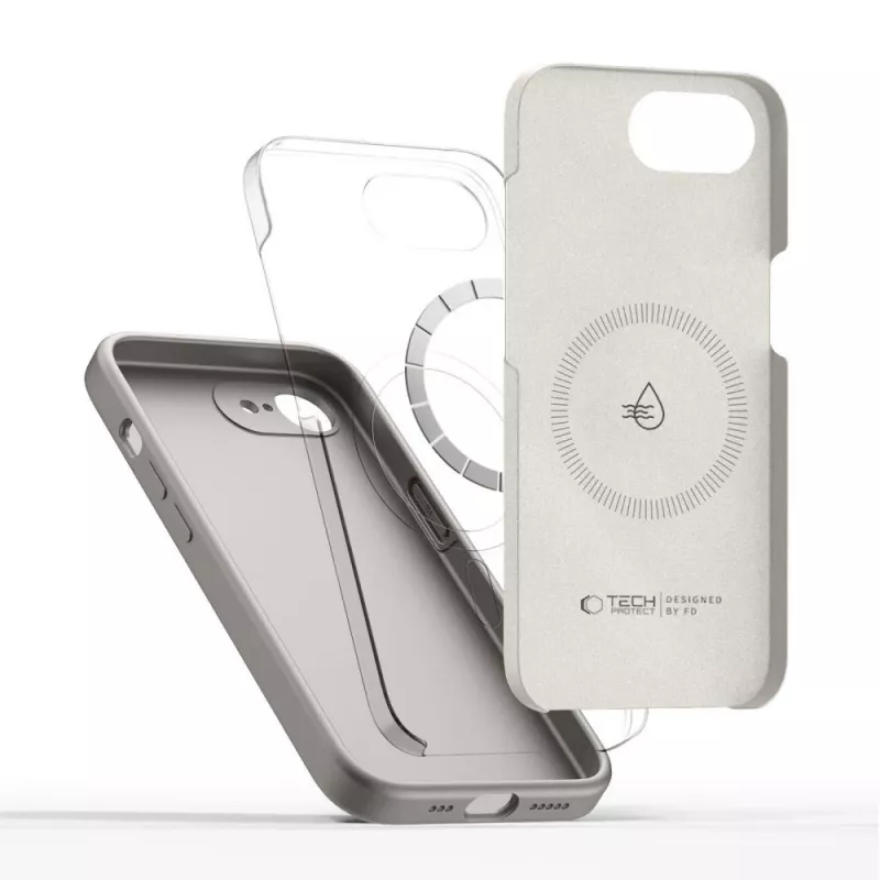 Tech-Protect Silicone MagSafe Capa para Apple iPhone 16E / 17E, Cinzento Pedra