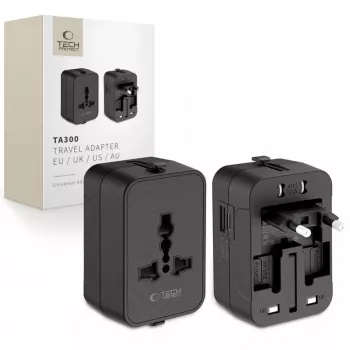 TECH-PROTECT TA300 Adaptador de Viagem EU / UK / US / AU Preto