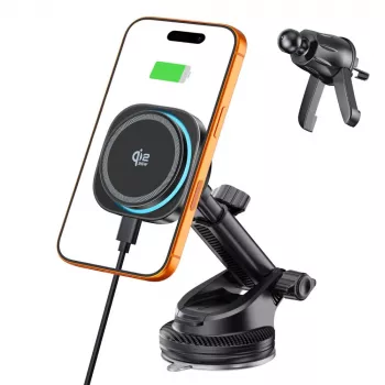 TECH-PROTECT V20 ARCTICBOOST Suporte de Carro Magnetic MagSafe para Painel e Grelha com Carregamento Sem Fios 25W Qi2.2 Preto