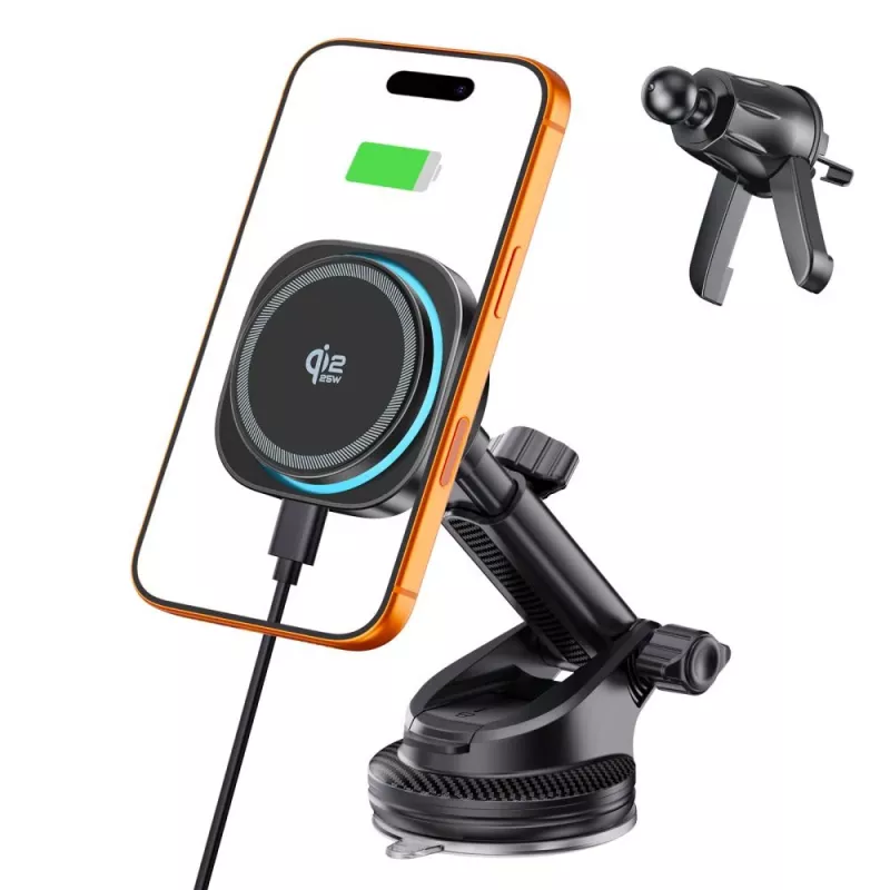 TECH-PROTECT V20 ARCTICBOOST Suporte de Carro Magnetic MagSafe para Painel e Grelha com Carregamento Sem Fios 25W Qi2.2 Preto