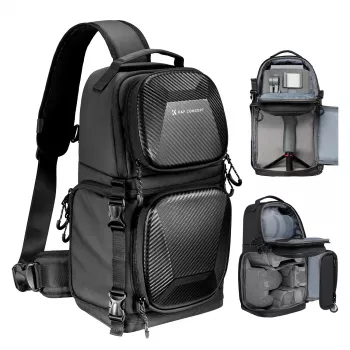 Mala de câmara tipo sling K&F Concept 10L Crossbody para DSLR preta KF13.176
