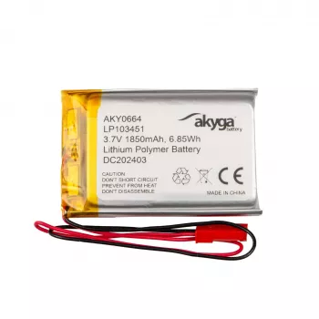 Bateria Li-Po Akyga AKY0664 LP103451 3,7 V 1850 mAh, PCM, JST 2,54 2 pinos, 150 mm