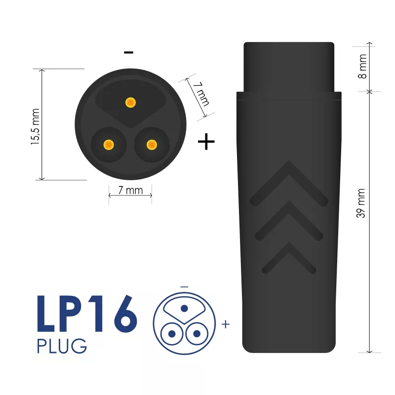 Akyga AK-EV-20 carregador para trotinete elétrica para baterias de iões de lítio 48 V (13S), 54,6 V, 2 A, 109 W, ficha LP16, 1,2 m