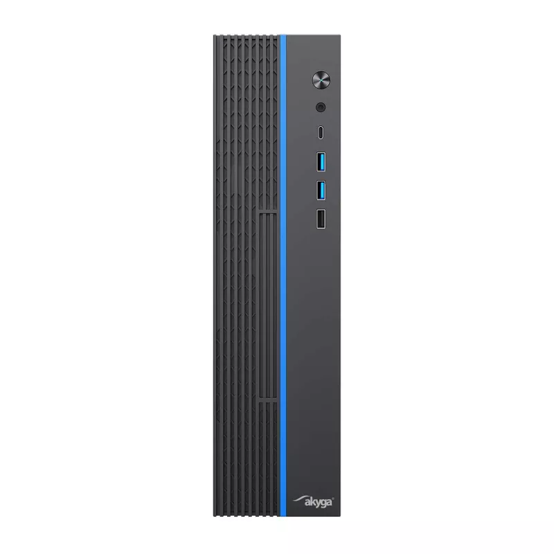 Akyga AK-302-01BL caixa de PC SFF, Micro-ATX / Mini-ITX, USB-C + 2x USB 3.0 + USB 2.0, sem fonte de alimentação, preto