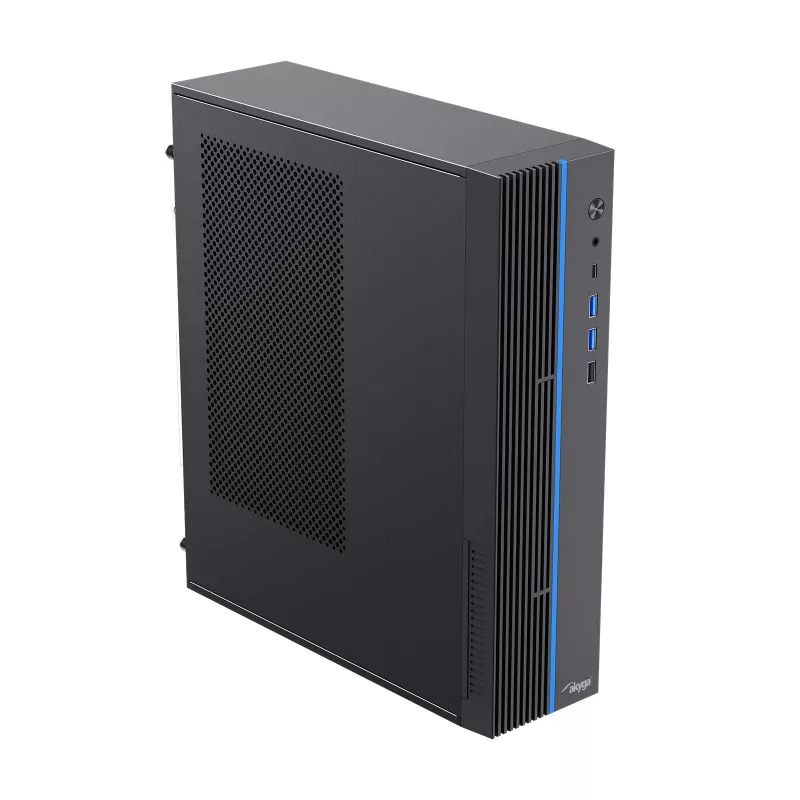 Akyga AK-302-01BL caixa de PC SFF, Micro-ATX / Mini-ITX, USB-C + 2x USB 3.0 + USB 2.0, sem fonte de alimentação, preto
