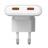 Akyga AK-CH-32 carregador USB-C GaN plano 65 W, 2 x USB-C PD, branco