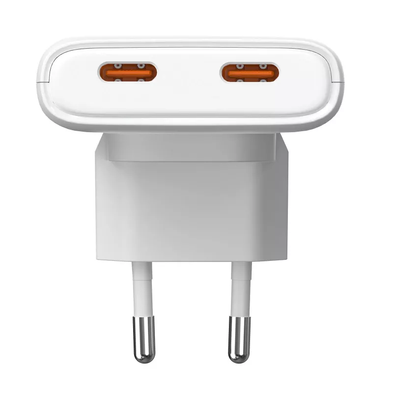 Akyga AK-CH-32 carregador USB-C GaN plano 65 W, 2 x USB-C PD, branco