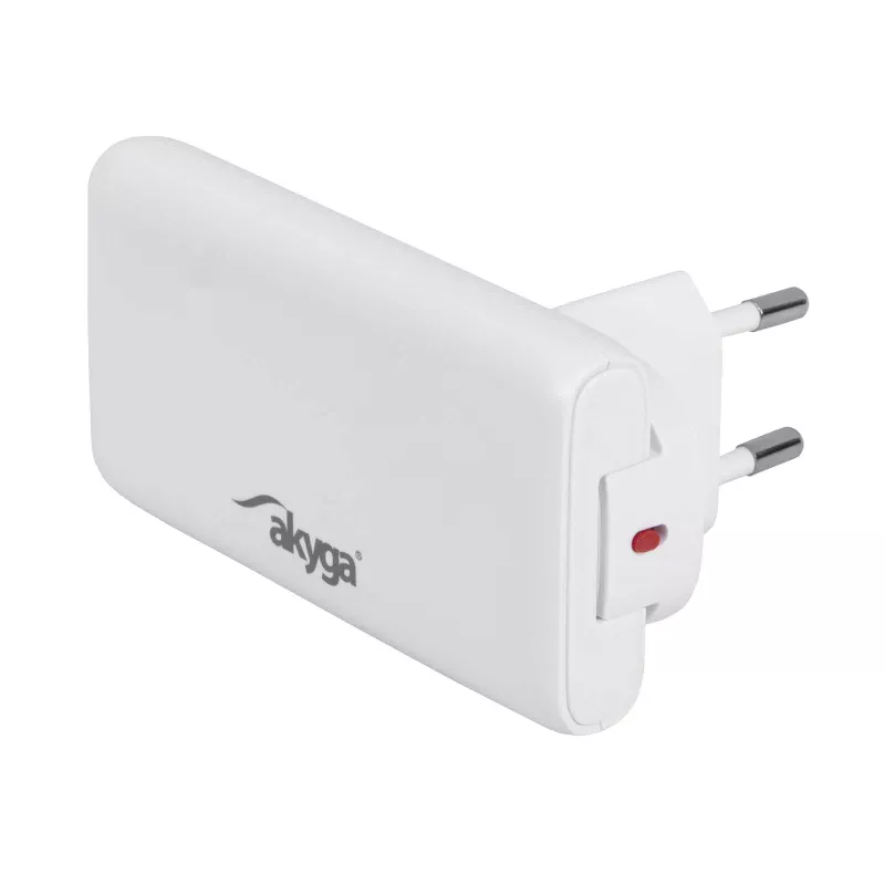 Akyga AK-CH-32 carregador USB-C GaN plano 65 W, 2 x USB-C PD, branco